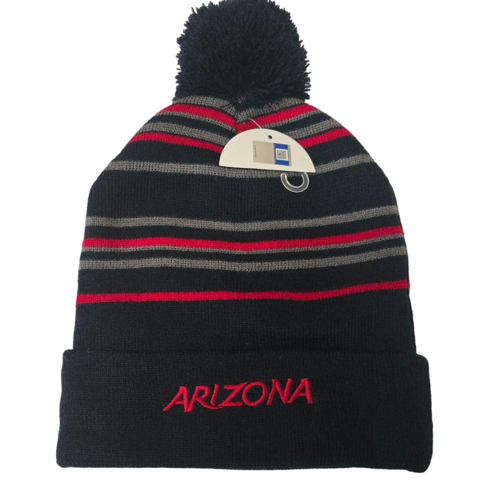 University of Arizona Wildcats Beanie Navy Blue Striped Cuffed Pom Hat NWT